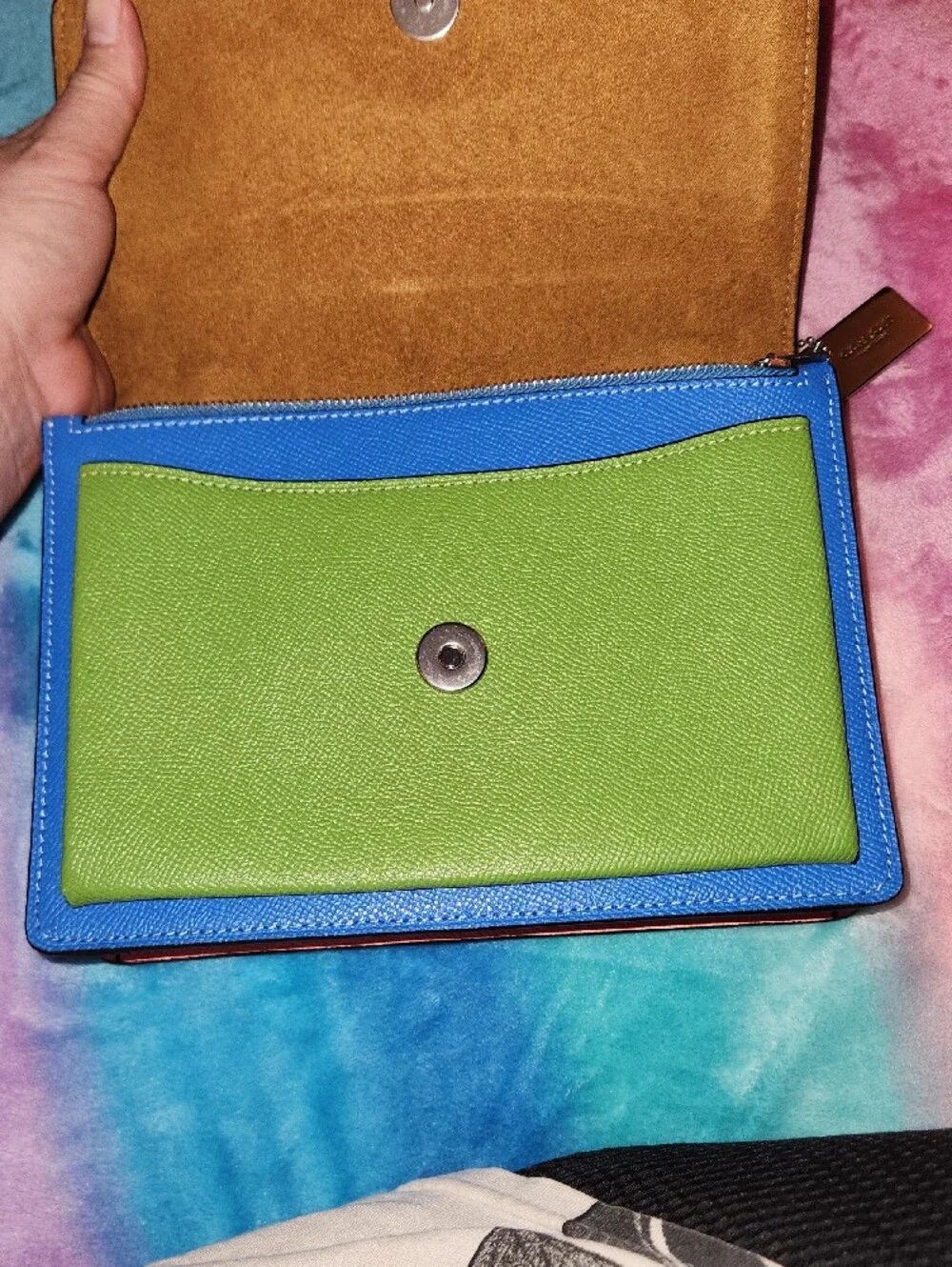 Coach Klare Colorblock Leather Crossbody Bag in Purple, Green & Blue